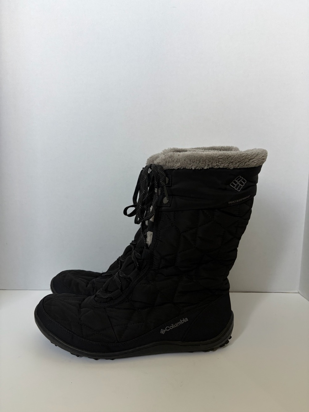 Columbia Minx Mid II Black Waterproof Faux Fur Lined Lace-Up Boots ladies 11